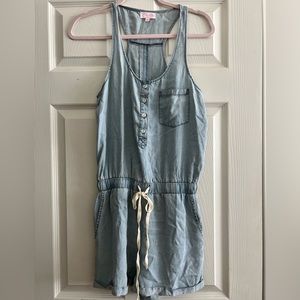 Pink Lily Chambray Romper